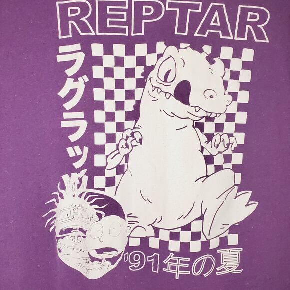 Nickelodeon Rugrats Reptar '91 Retro Style Purple Tee w/ Japanese Text Y:L A:S - Picture 2 of 10
